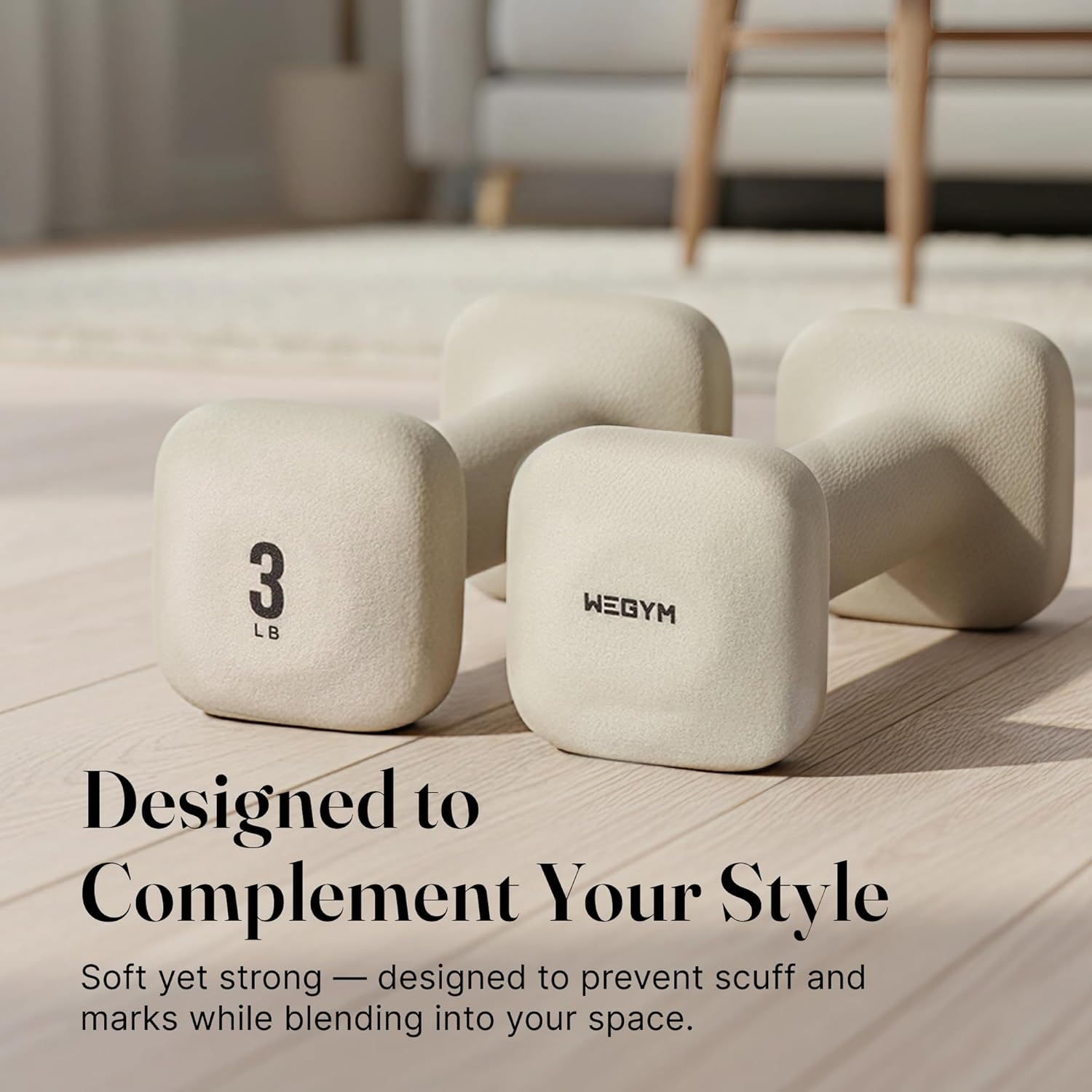 WeGym SafeGrip Square Dumbbells with Anti Slip Handles, Aesthetic Free Weights for Home Workouts, Stable Design Prevents Rolling during Floor Exercises