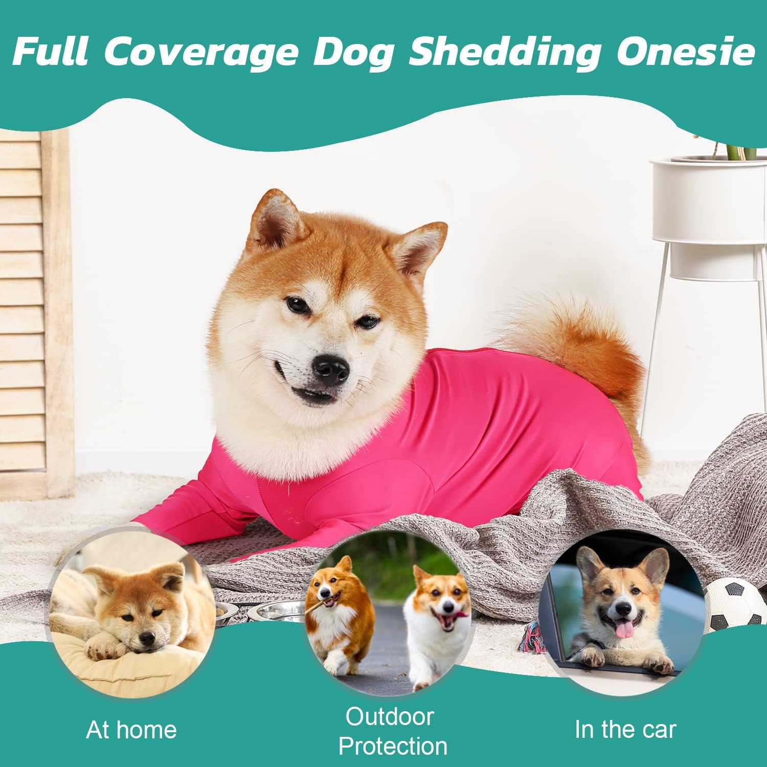 Etdane Recovery Suit for Dogs Dog Surgery Suit Female Spay Male Neuter Dog Onesie for After Surgery Surgical Bodysuits Anti Shedding Suit Pink/XXX-Large