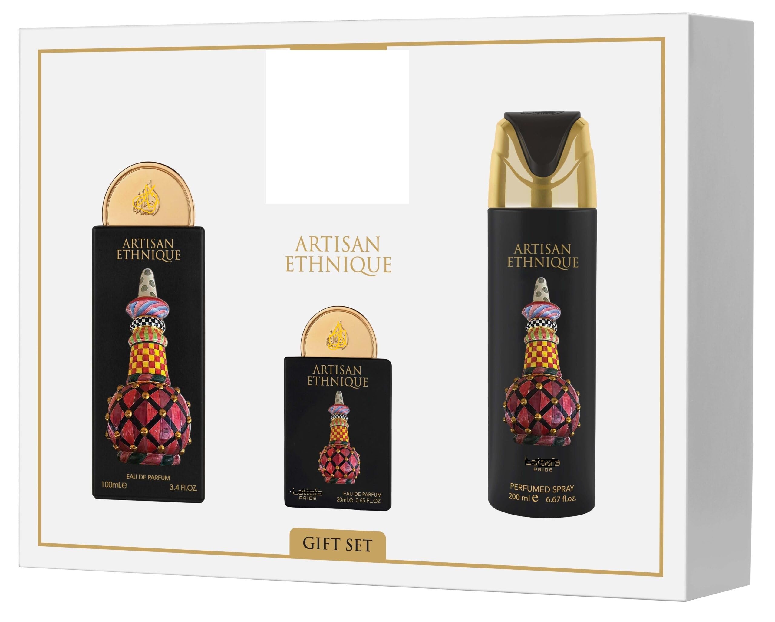 Artisan Ethnique Eau de Parfum-Geschenkset 3-teiliges + Mini Eau de Parfum 20ml + Body Spray 200ml Luxuriöses Geschenkset