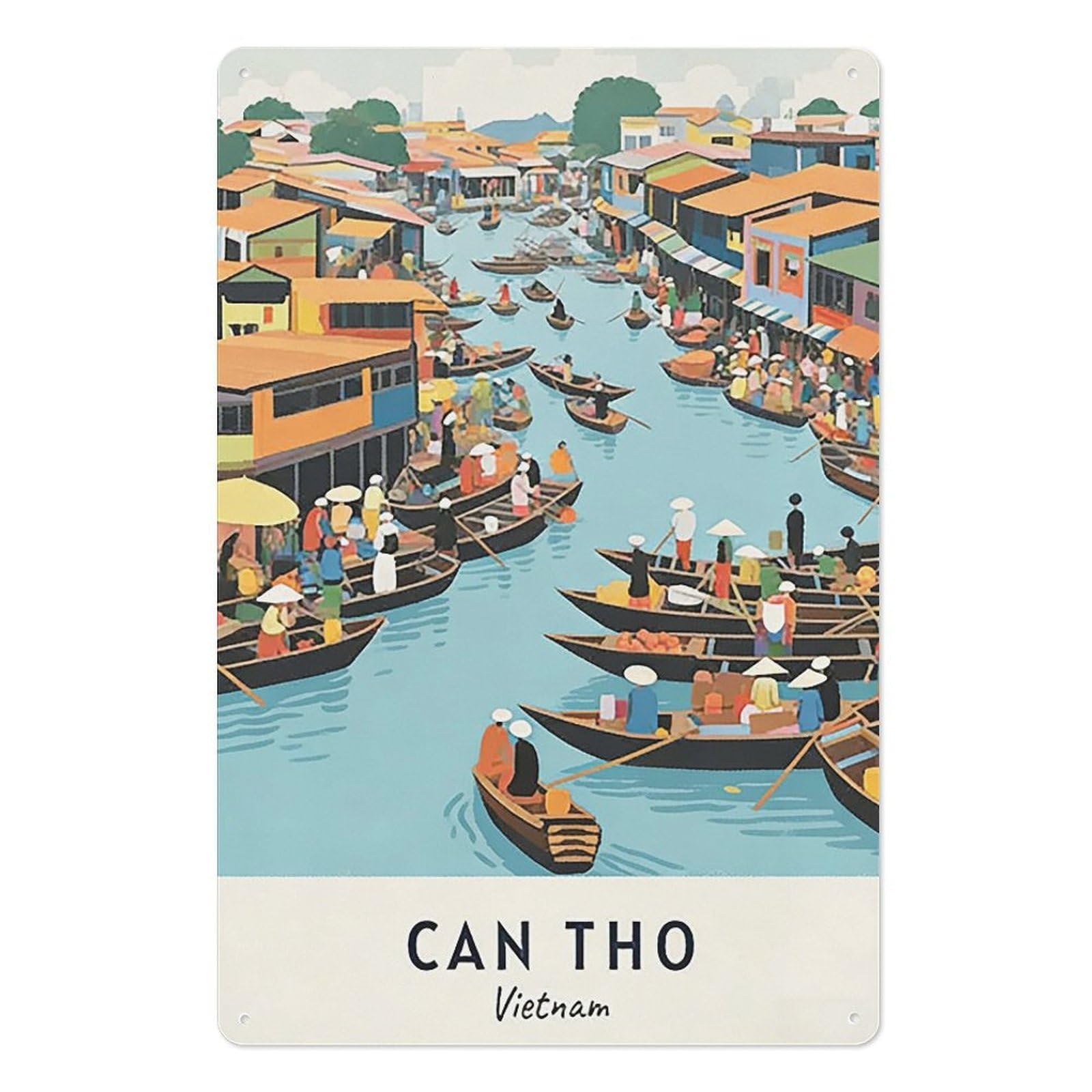 Can Tho Vietnam Retro Design Tin Painting Vintage Tin Sign 08x12inch(20x30cm) Wall Art for Home Office Bedroom Living Room Cafes Wall Decor