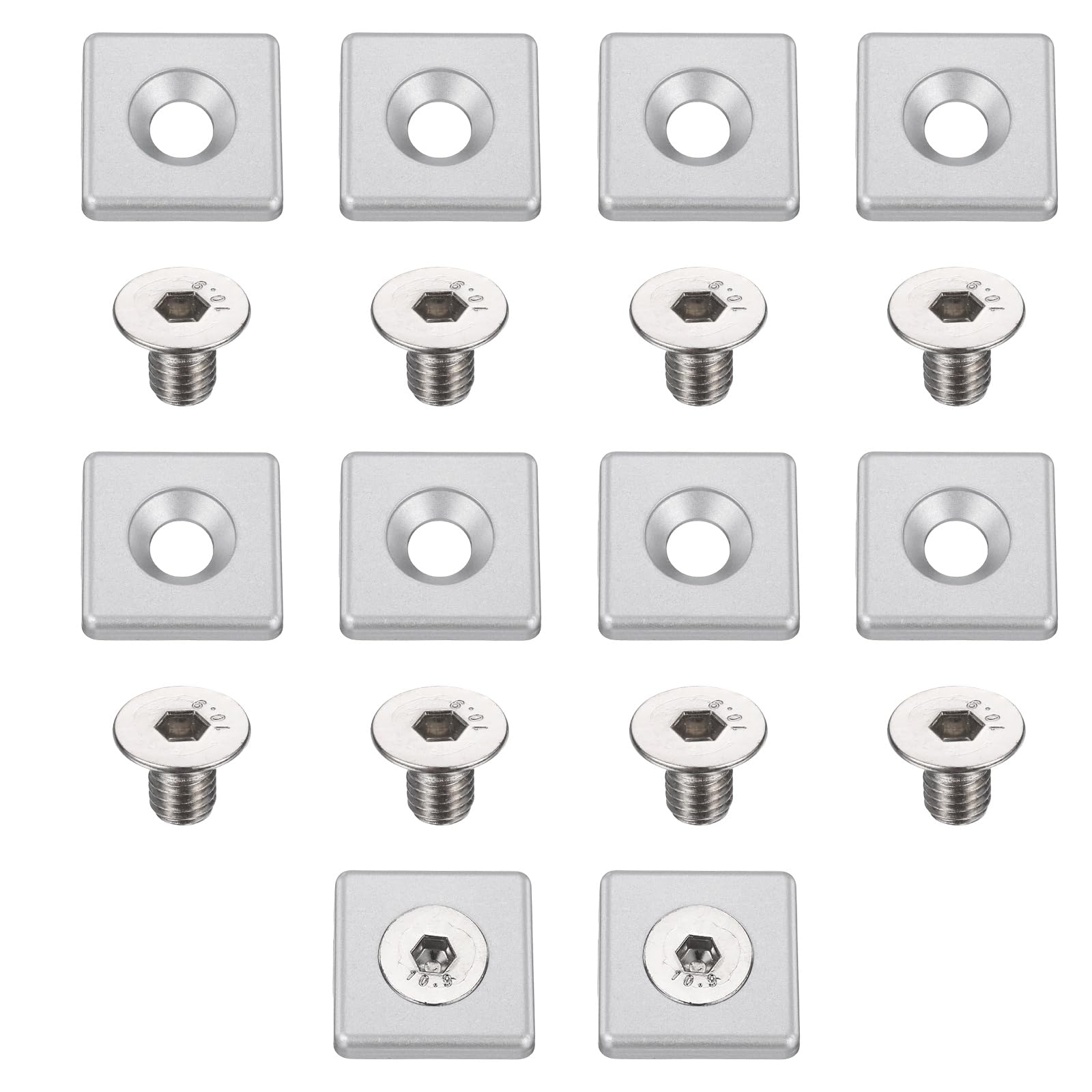 sourcing map 10Pcs Profile End Cap, Aluminum 4040 Series EU Standard 8mm T-Slot Aluminum Extrusion End Cap Bracket with Screws for Fish Tank Rack, Storage Rack, Silver