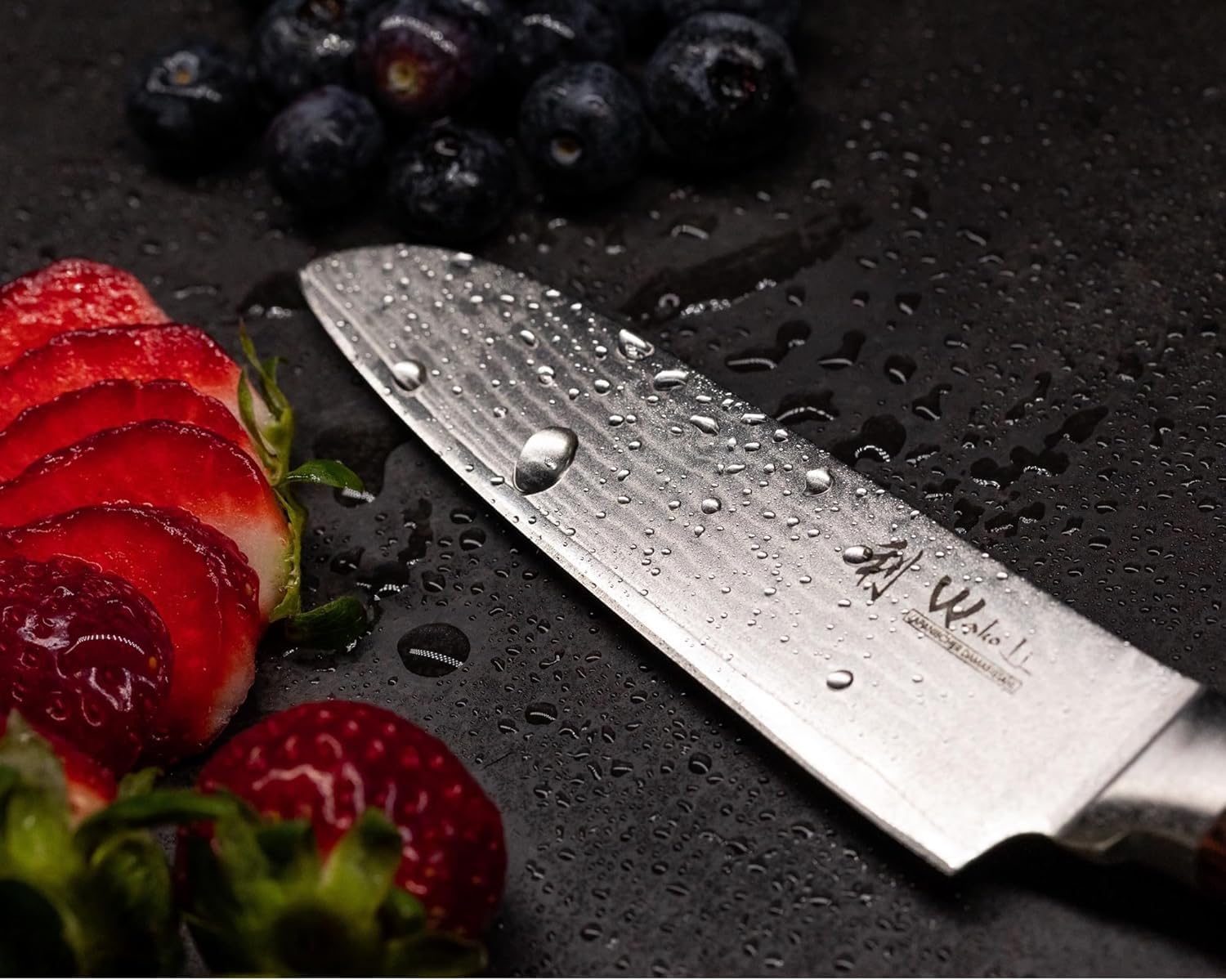 Wakoli Edib Mały nóż Santoku – profesjonalny nóż szefa kuchni z 67 warstw prawdziwej stali damasceńskiej VG-10 z uchwytem pakkawood