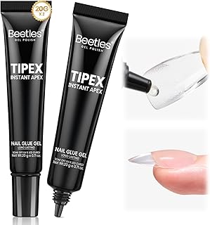 Beetles Tipex Nail Glue Gel 2 Pcs 20g, Super Strong Hands-Free Solid Nail Glue for Tipex Instant Apex Nail Tips, Professional Beginner-Friendly, U V Light Required