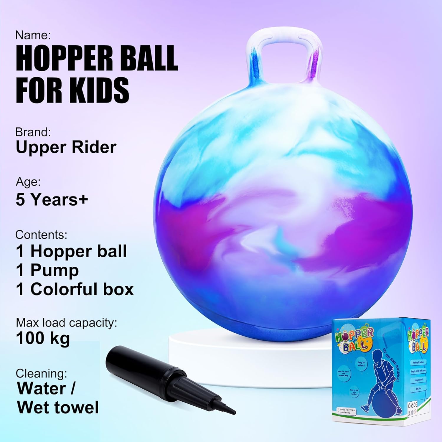 Upper Rider 2 Pack Hopper Balls for Kids 6-9, 20" Hippity Hop Ball for Kids, Outdoor Activity Toy for Age 6 7 8 9