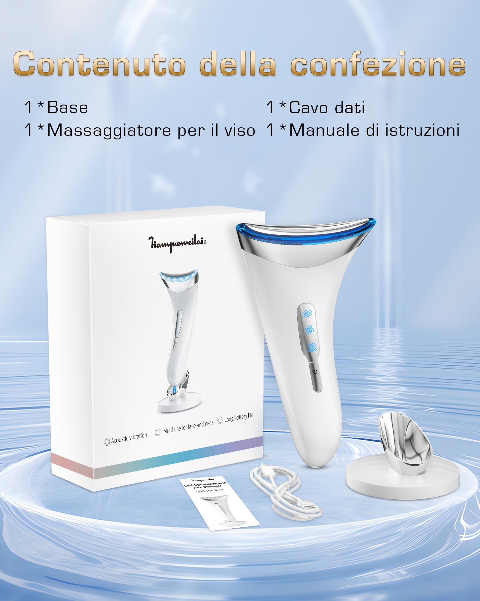 Massaggiatore Viso Antirughe Lifting Elettrico: Dispositivo di Bellezza con 3 Modi LED - Massaggio EMS per Face Lifting - 45°C Terapia Della Luce Gua Sha Massaggiatore Facciale del Collo Rassodante