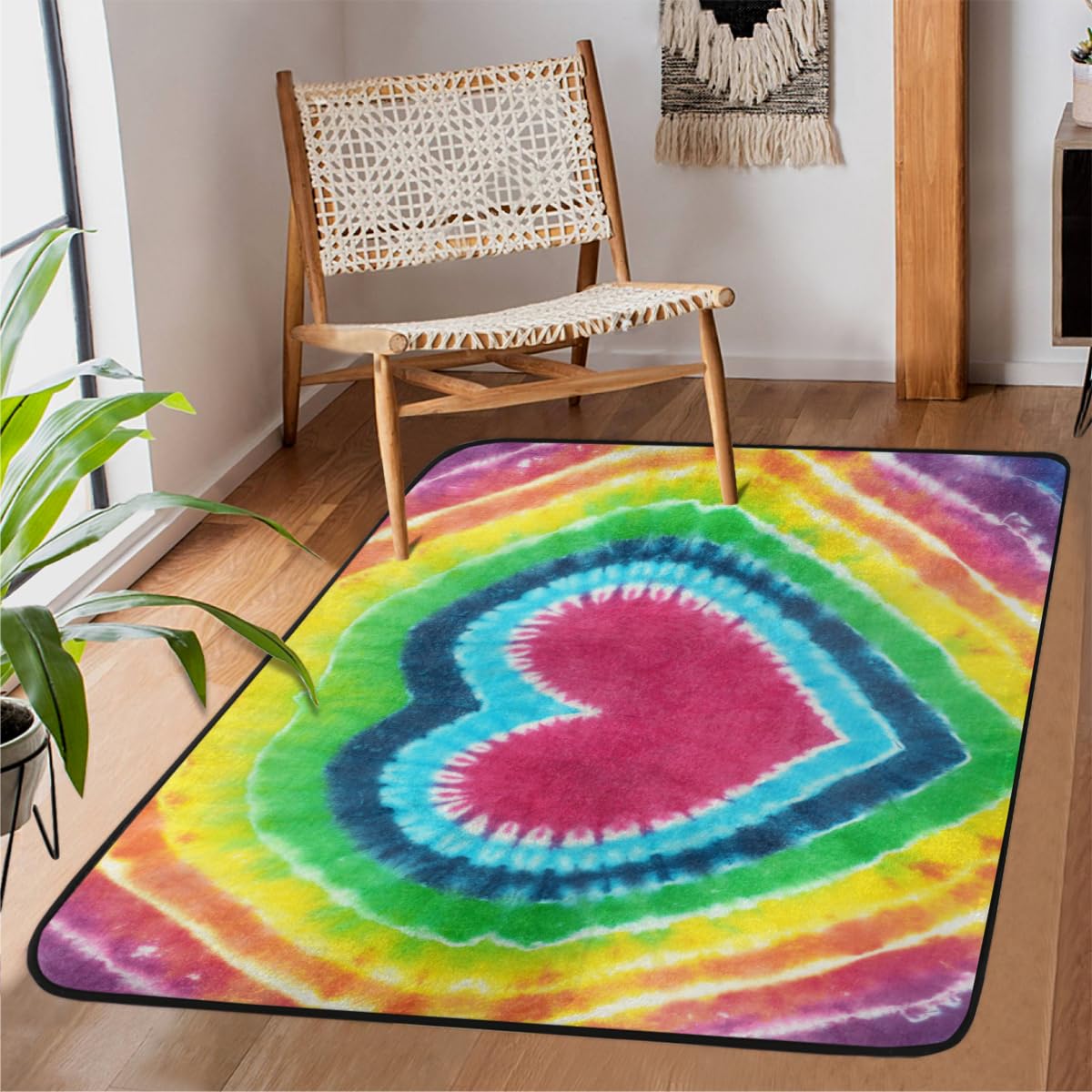 Tapis coloré tie-dye lavable en machine pour éliminer les taches de salon