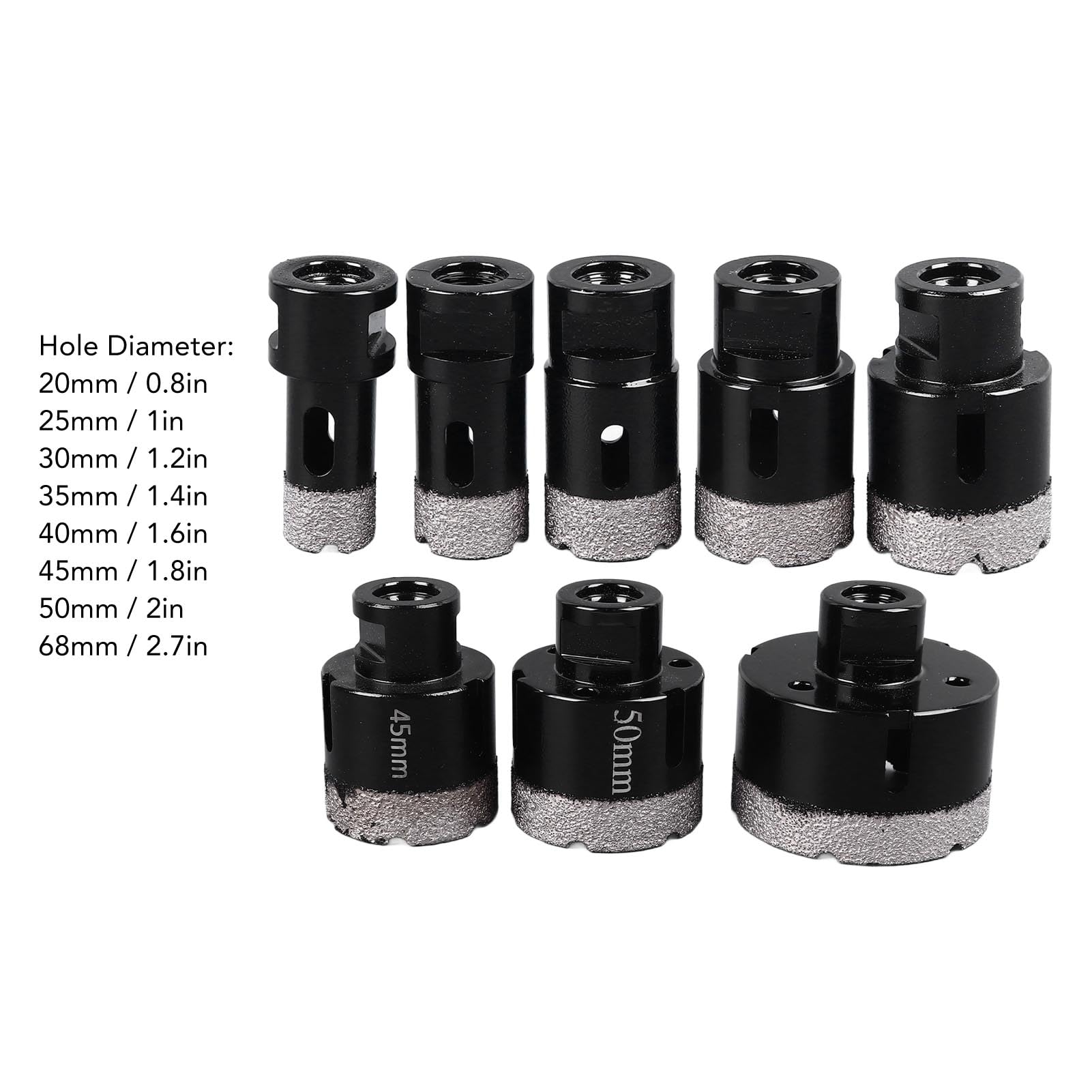 FLEXMAN Zestaw Otwornic, 8 Szt. 20 mm, 25 mm, 30 mm, 35 mm, 40 mm, 45 mm, 50 mm, 68 mm Diamentowy Przyrząd do Otwierania Otworów, Frez do Lutowania Twardego do Cegły Szklanej, Marm