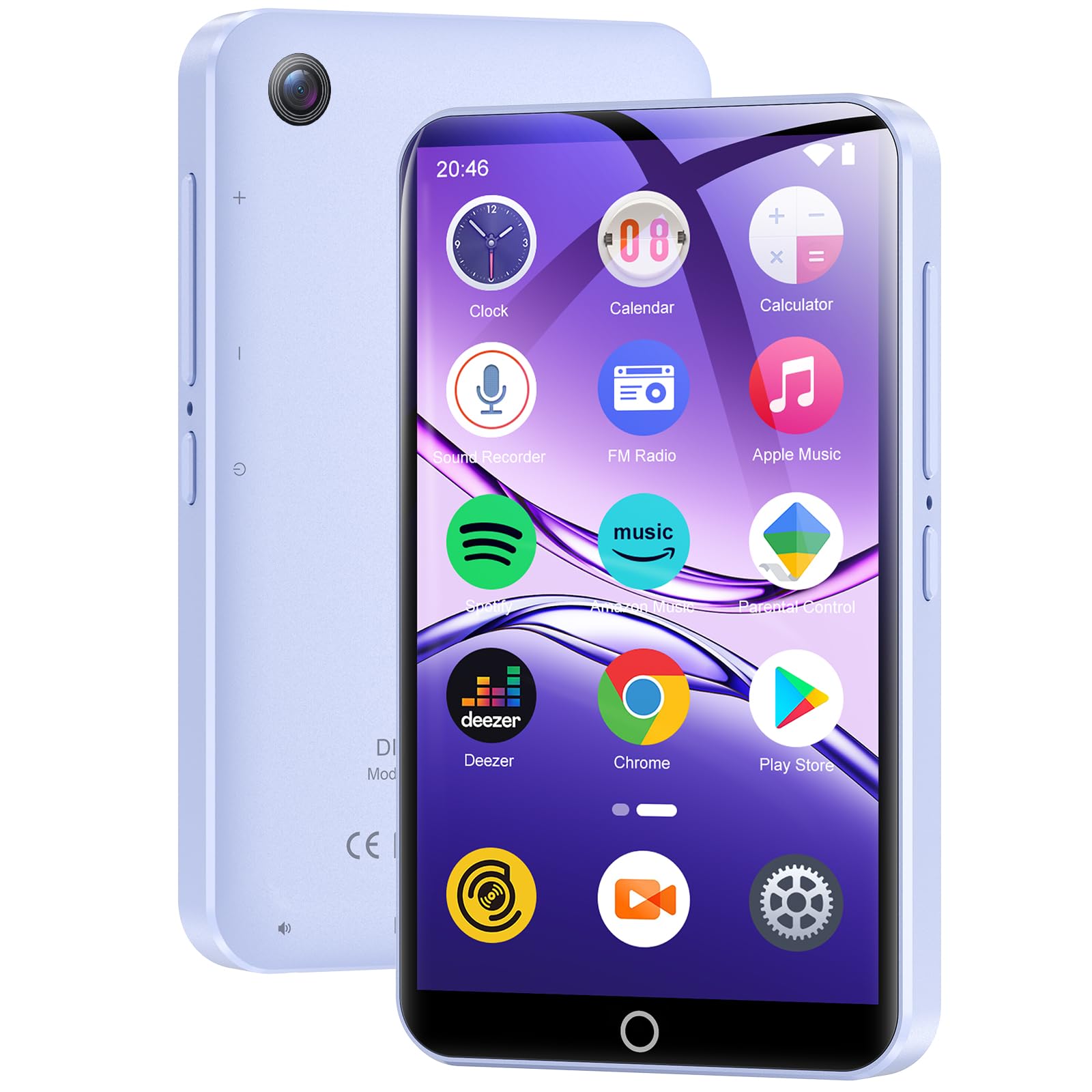 80GB Reproductor MP3 con Bluetooth y WiFi, Reproductor MP4 Pantalla Táctil de 4,02" con Camara, MP3 Android con Spotify, Amazon Music, Audible, Reproductor Música Mp3 con Altavoces, Radio FM