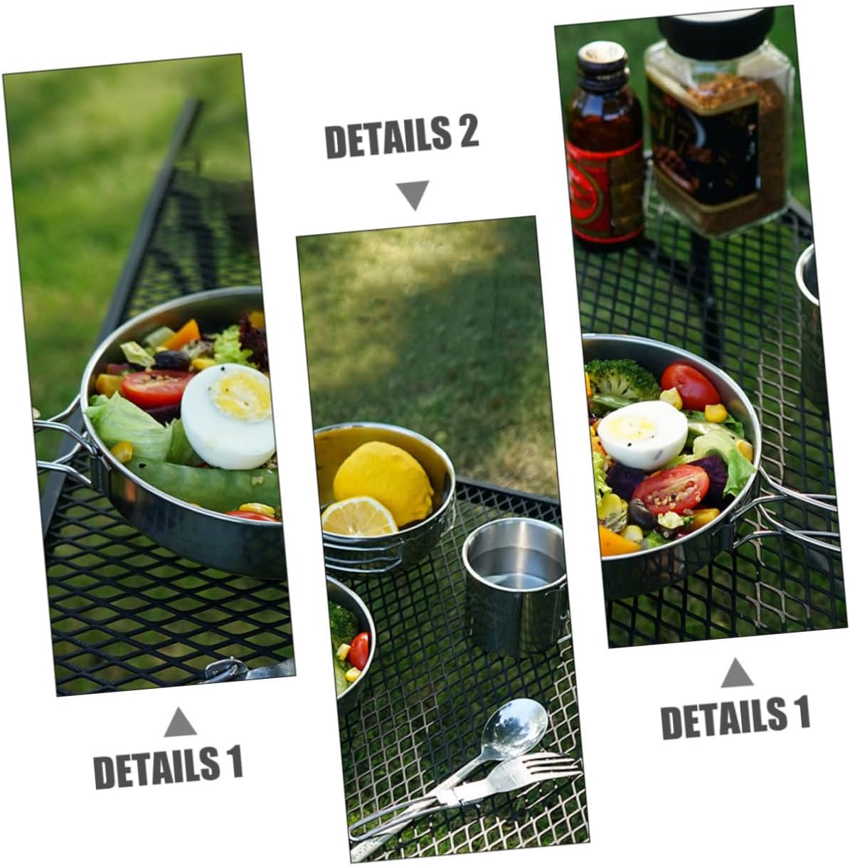5-Piece Stainless Steel Camping Cookware Set Cups Pots and Frying Pan for Outdoor Cooking Hiking and Picnics