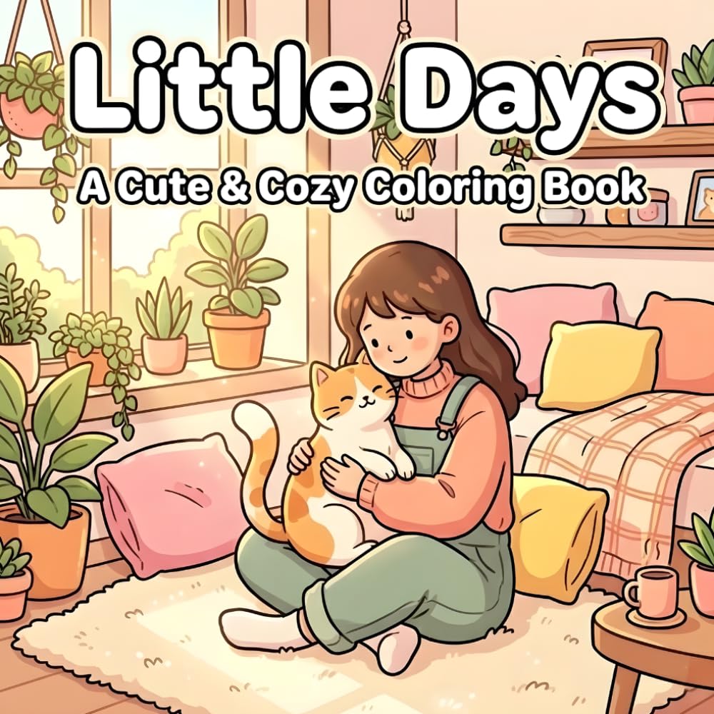 Little Days: A Cute & Cozy Coloring Book: Relaxing Cozy Scenes for Teens & Adults | Cute Everyday Moments Coloring Book
