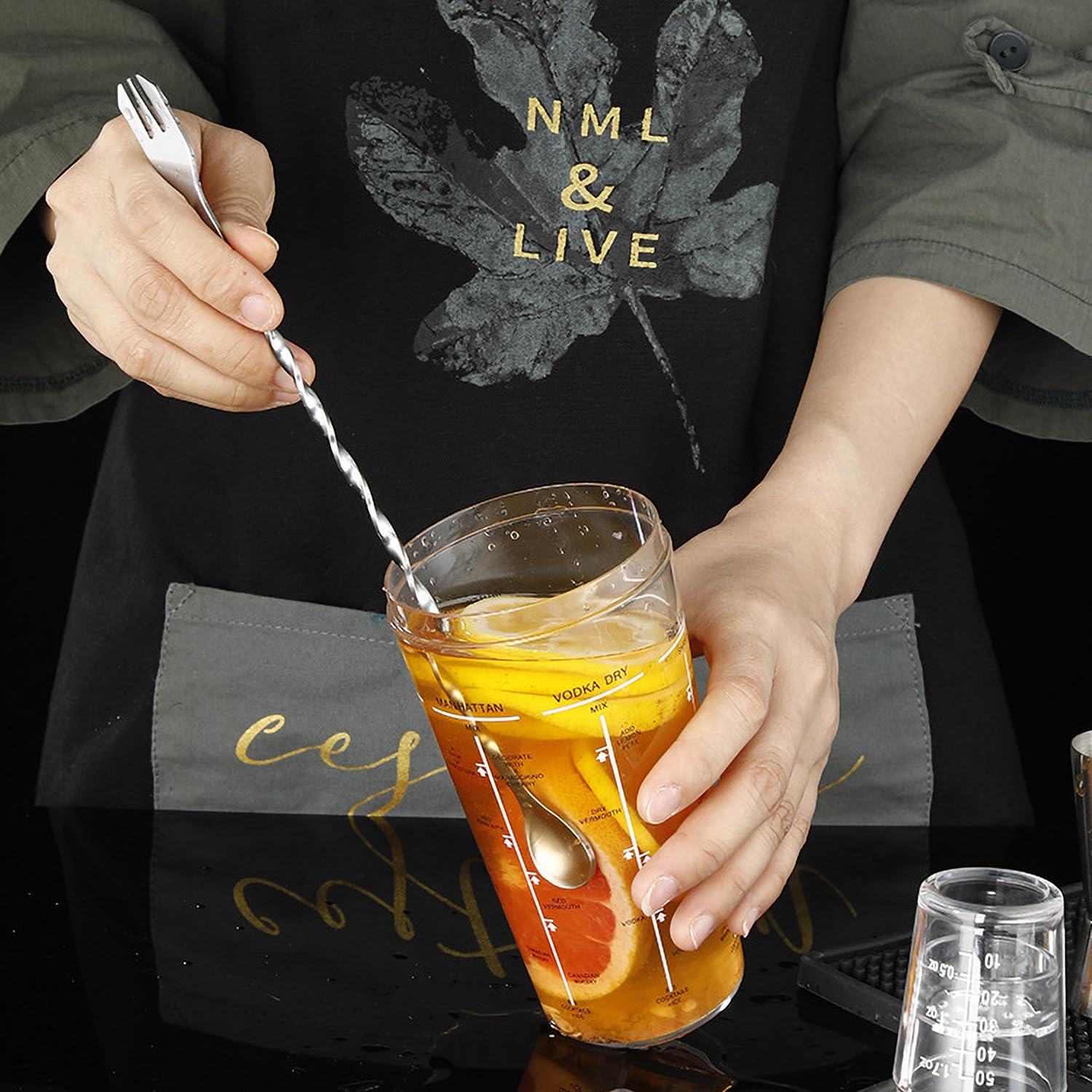 Lot De 2 Cuillères à Cocktail Et Pilon En Acier Inoxydable 25 Cm - Kit Barman Professionnel