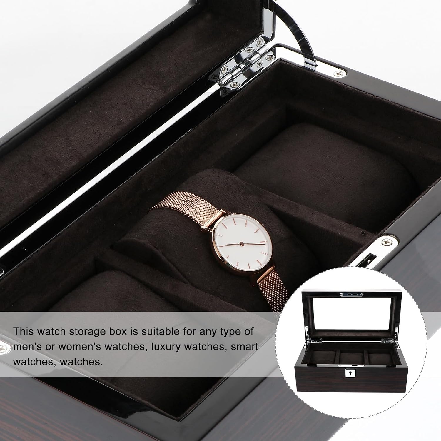 Tofficu Wooden Watch Display Box Jewelry Storage Case with Lock