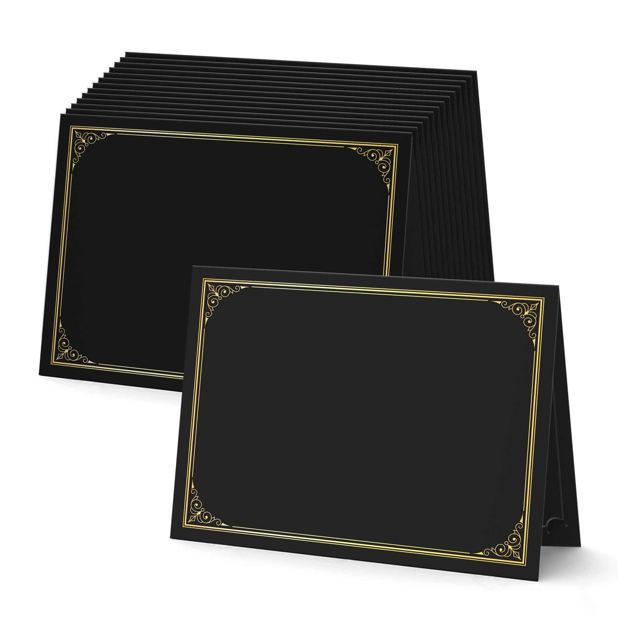 BELLE KR® Black Certificate Holders 8.5 x 11, 30 Pcs - Used as Award Certificate Folders with Gold Foil Border for Letter Size 8.5" x 11" Certificates