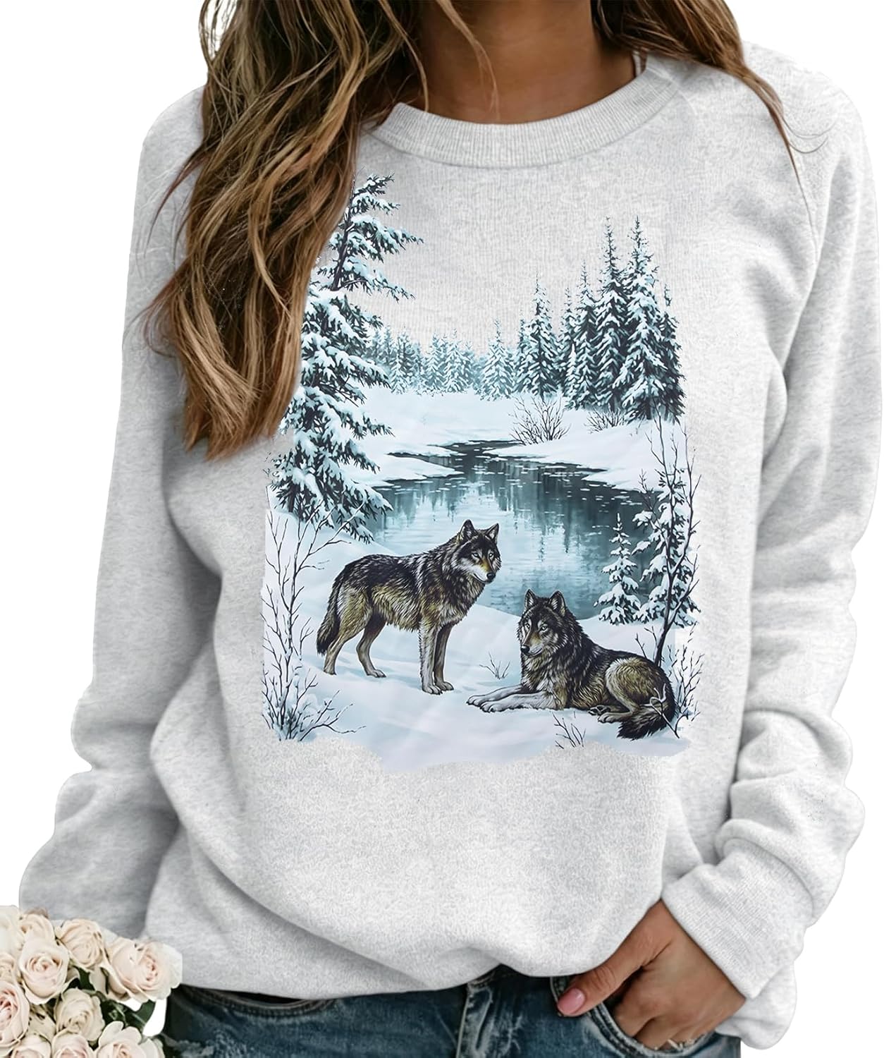Vintage Graphic Sweatshirt Women Cute Animal Nature 90s