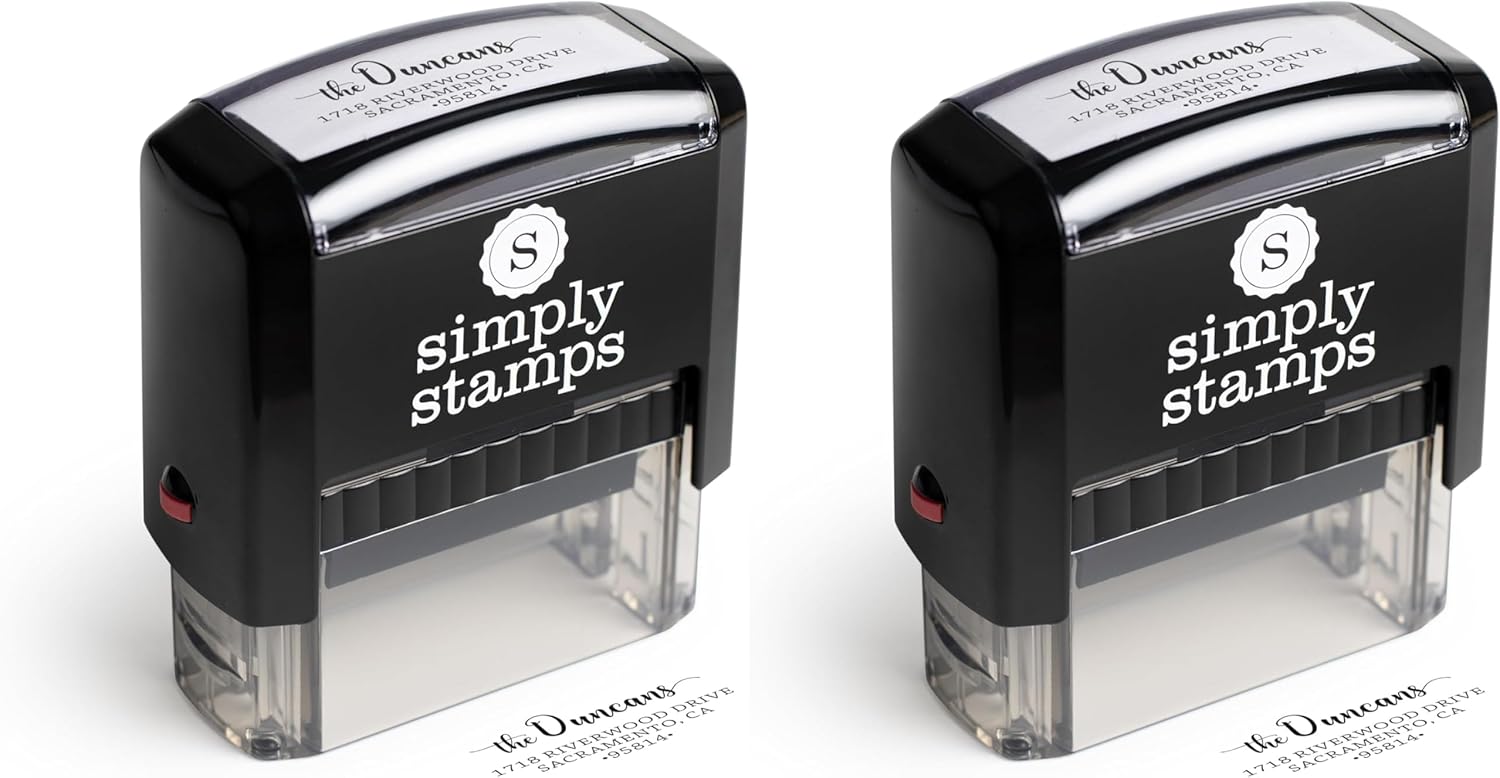 The Duncans Personalized Self-Inking Address Stamp | Envelope Return Address Stamp for Couples and Families | Custom Rubber Address Stamp (2, Medium)