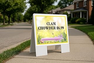 Clam Chowder $6.99 Spring Flowers Yellow Field Directional Arrows A-Frame Double Sided 23x23 in. sign