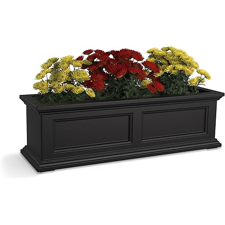 Mayne Fairfield Window Box - No Drill, Self-Watering, Resin Planter with Easy...