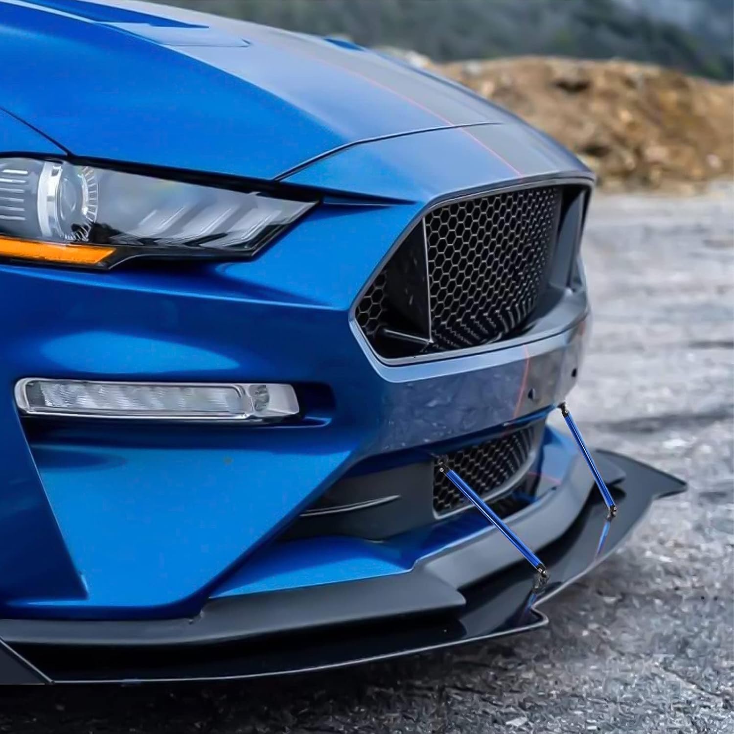 x xotic tech 2pc Adjustable 7.87'' Front Bumper Lip Splitter Diffuser Strut Rod Tie Bars Compatible with Most Vehicles [Blue]