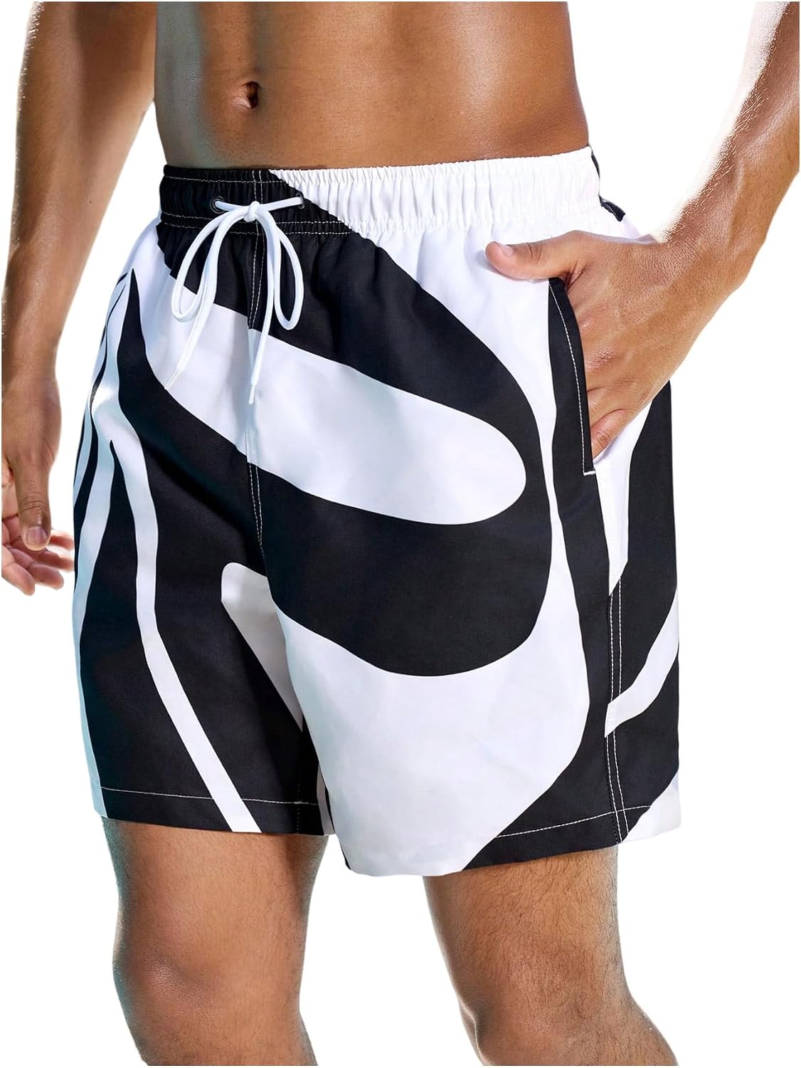 SOLY HUX Men's Beach Shorts Print Drawstring Swim Trunks Swimsuit Bottoms Summer Swimwear