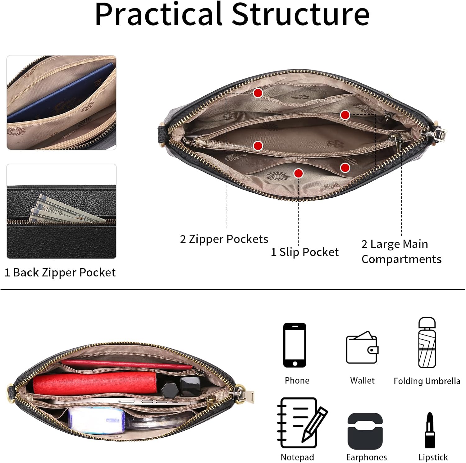 GAEKEAO Crossbody Bags for Women RFID Blocking Leather Cross Body Bag Purses Women's Crossbody Handbags - Image 3