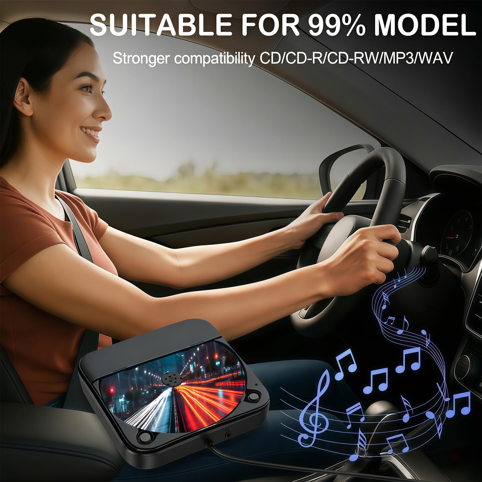 Tragbarer externer CD-Player für Auto: Plug-and-Play, mit USB & AUX, universell für Fahrzeuge, Laptop, TV, PC sowie Android 4.4+ Navigation (Schwarz-CD, 1)