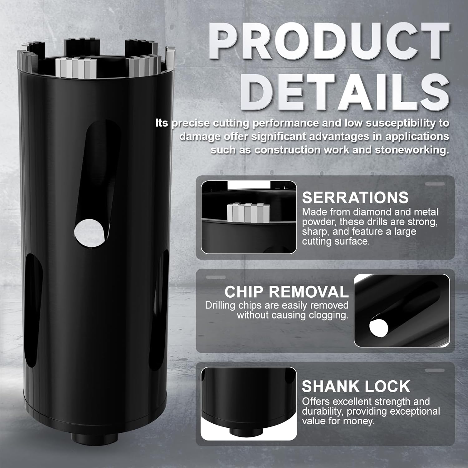 Diamond Core Drill Bit 1"(25mm) with Pilot Bit & Adapters (SDS Plus & Hex) – Upgraded Welded Segments, 8.6" Depth – for Concrete, Solid Brick, Hollow Brick, Masonry & More