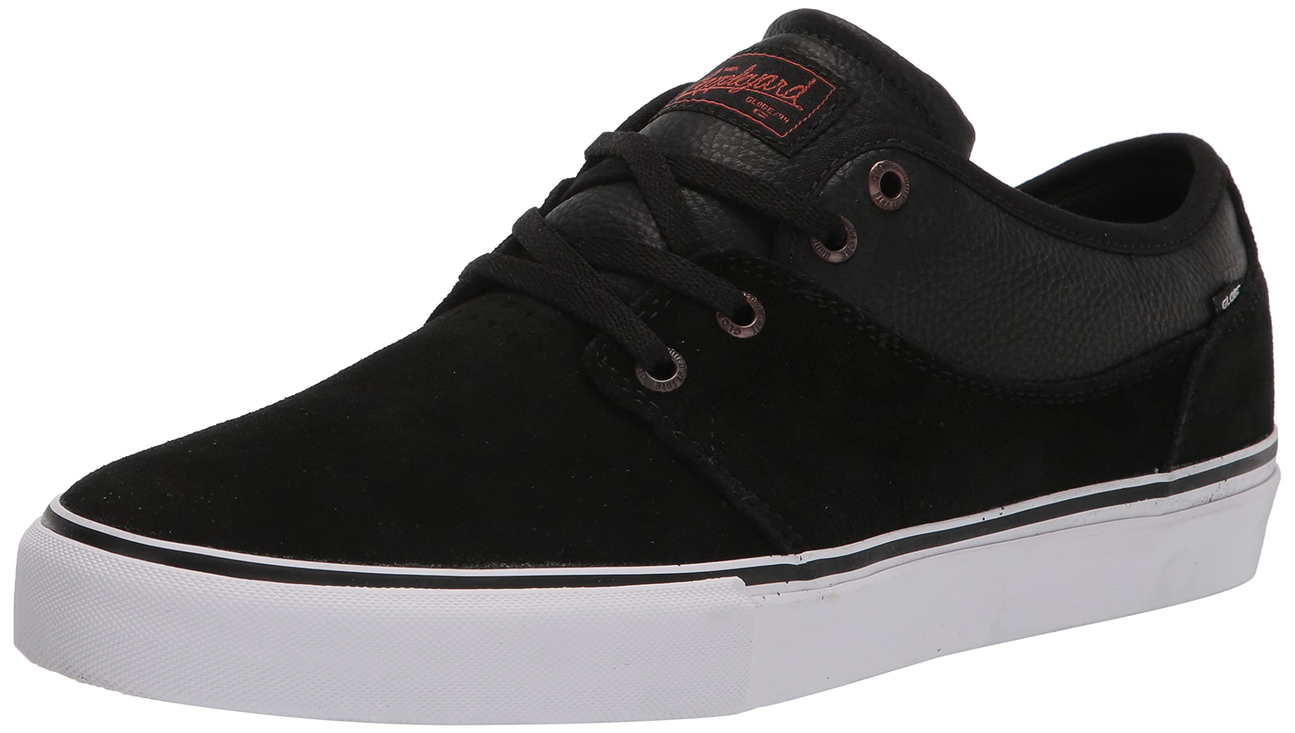 Globe Men's Traditional Vulcanized Skate Shoe, Black/White/Copper, 8