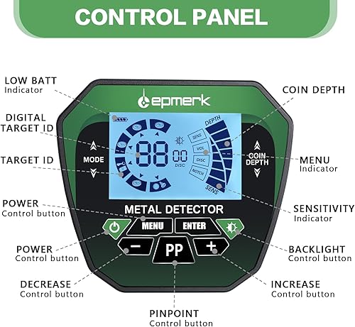 Miniatura 7 de Detector de metales para adultos y niños, de alta precisión, impermeable, con pantalla LCD y pinpoint, rango de detección de 10 pulgadas, perfecto