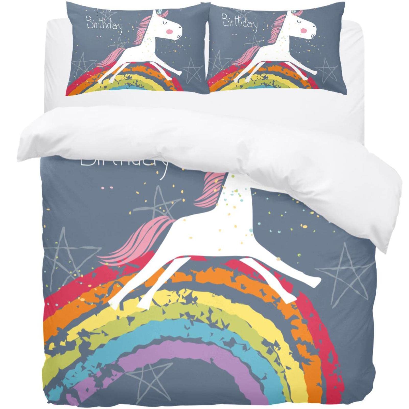 Parure de lit thermique Happy Birthday licorne, le cadeau d'anniversaire idéal