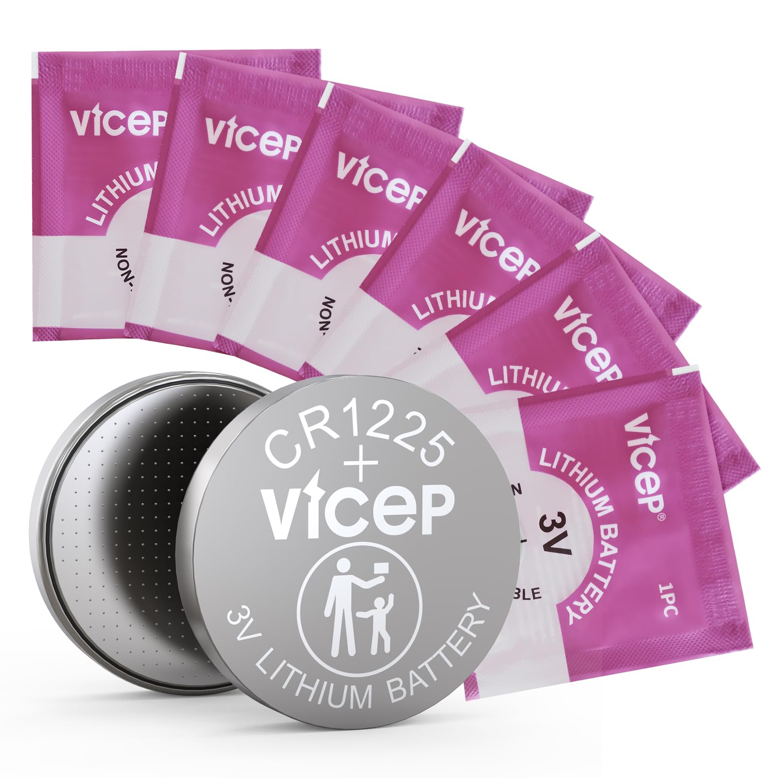ViCep CR1225 ボタン電池 3V CR1225 リチウム コイン型電池 リモコン、モーションセンサー、温度計、時計などに対応 個別包装(6個)