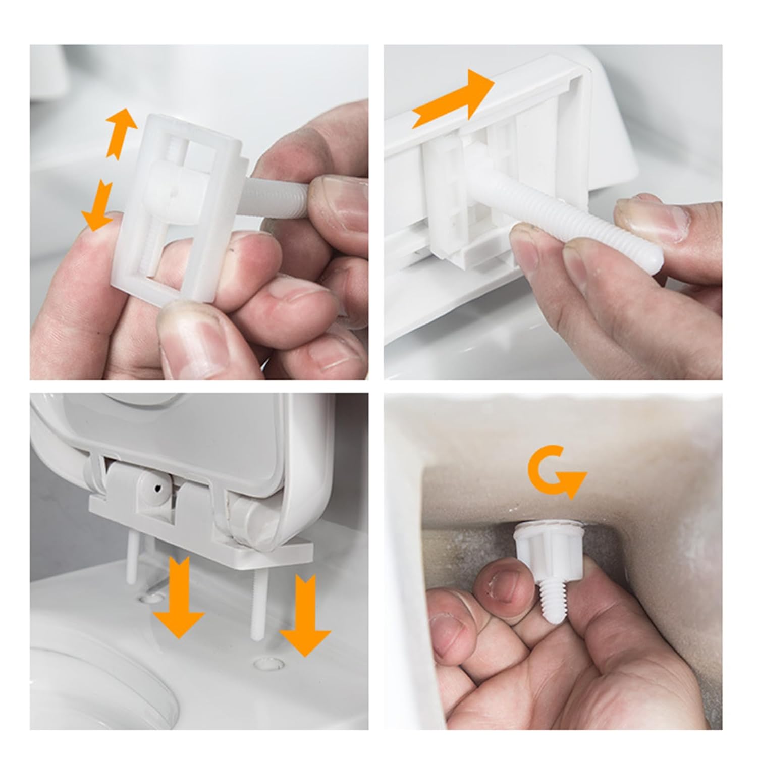 Etfbuy 5Pairs Rectangular Seat Hinge Bolt Screws Plastic Fixing Hinge with Nut and Washer Split Toilet Replacement Parts
