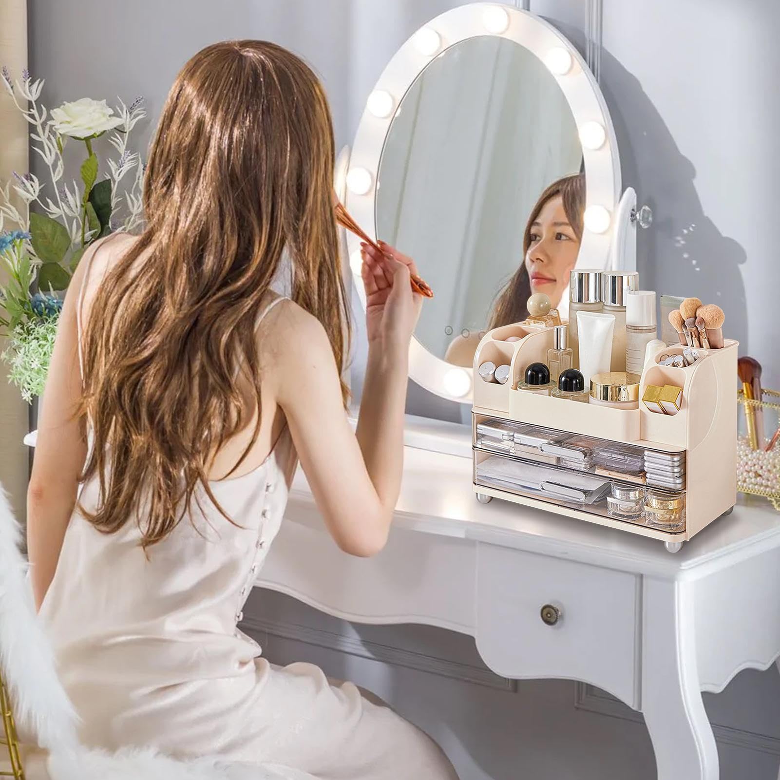 Organizador De Tocador Grande Decorativo | Soporte de Cosmeticos para Encimera Para Maquillaje, Aseo, Joyas, Manualidades, Baño, Escritorio, Armario, Encimera, Comoda