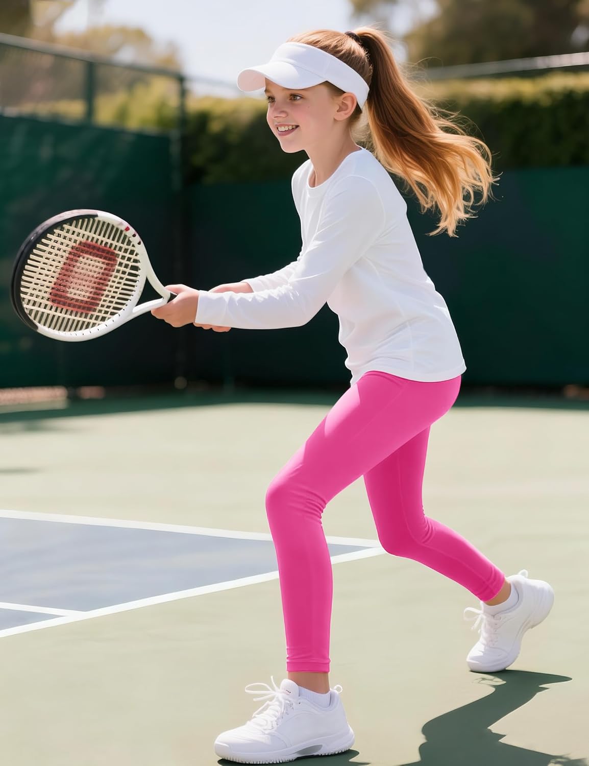 BOOPH 5 Pack Girls Leggings Cotton Full Length Stretchy Kids Pants Footless 5-14 Years - Image 2