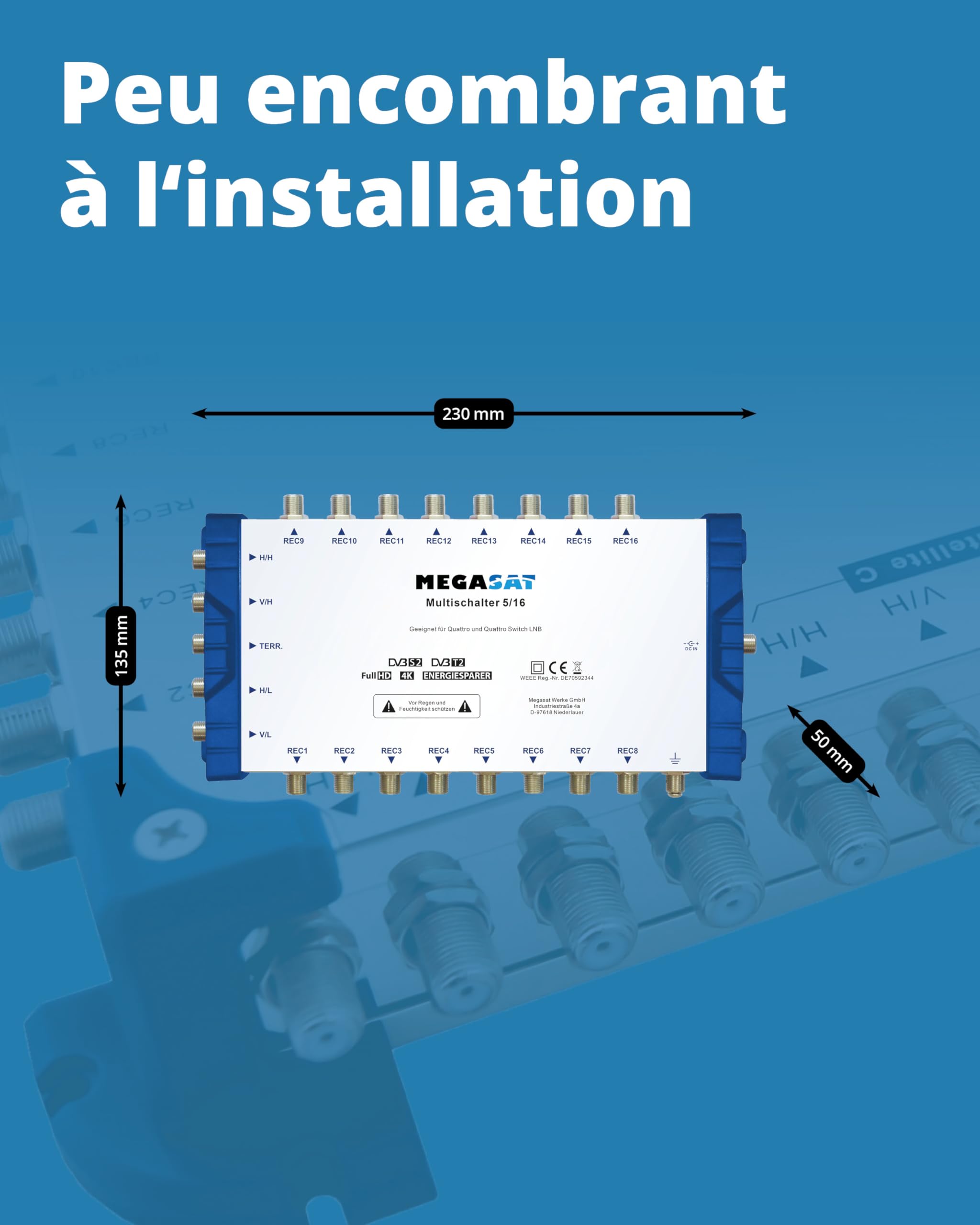 Megasat Multiswitch 5/16 – Multiswitch (ricezione di 1 satellite, fino a 16 utenti)