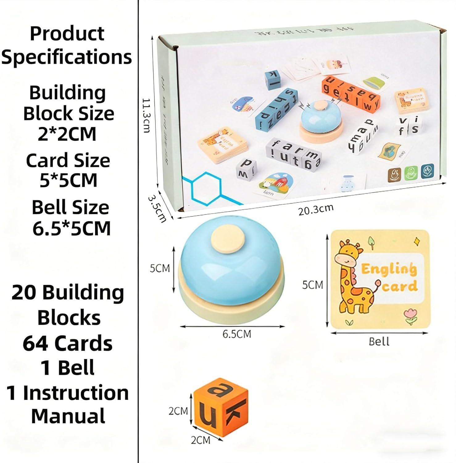 Word Spelling Dice Game, Letter Blocks & Cubes, Word Card Matching Board Game, Educational Fun Game for Family, Preschool Learning, Travel & Party(3pcs)