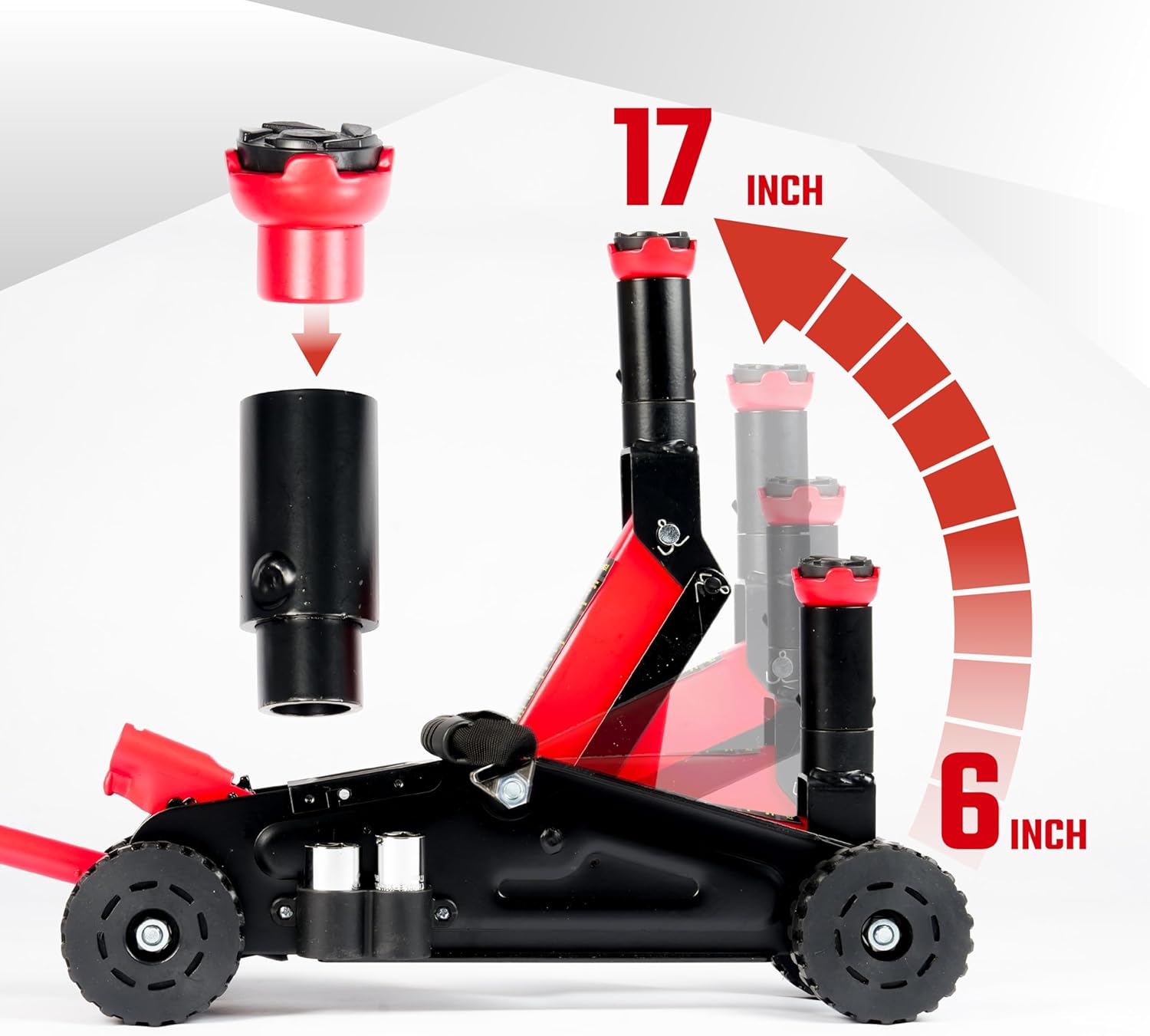 2 Ton (4,400 lbs) Hydraulic Off-Road Floor Jack with Big Wheels, Dual Piston Quick Lift, Heavy-Duty Steel Construction, Adjustable Height Saddle for Trucks, SUVs & ATVs