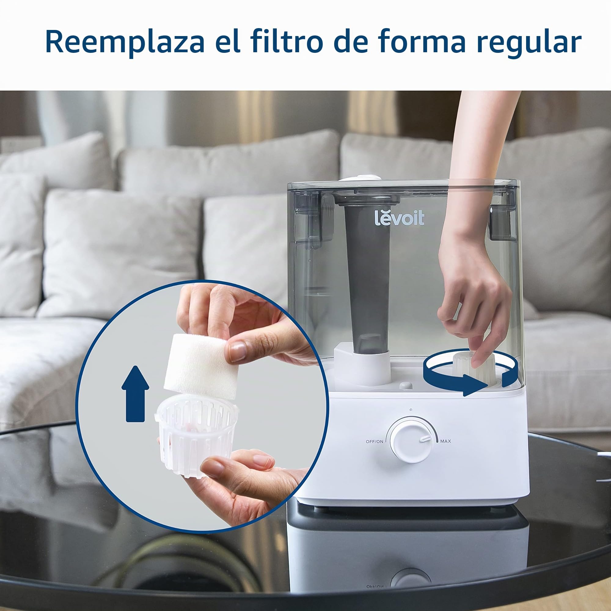 LEVOIT Filtro de Repuesto para Humidificador, Captura las Partículas Finas del Depósito de Agua para Mejorar la Eficacia de la Humidificación, Compatible con Levoit Humidificador, Paquete de 10