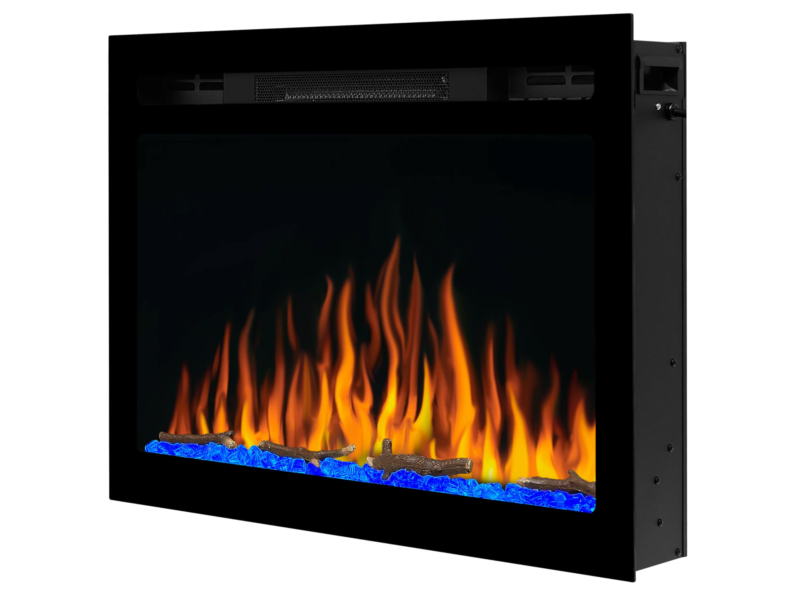 Camino Elettrico AF27WR Multicolore, Riscaldamento 900/1800 W, Effetto Fiamma 3D, Illuminazione LED, Telecomando, Timer, Termostato, Nero