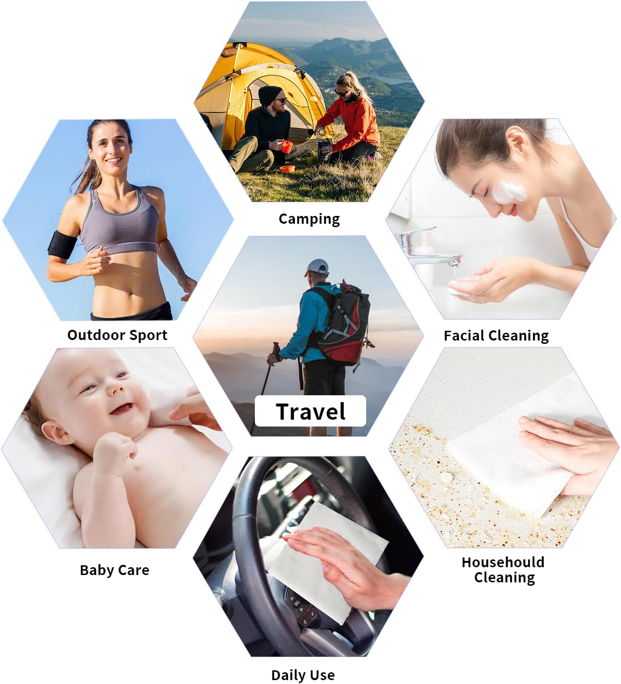 48PCS Extra Large Disposable Washcloths for Travel, Compressed Face Towels Tablets, Extra Large and Thick Reusable Wash Cloth, Compact for Travel, Camping, Hiking, Beauty Salon, 24x12 in