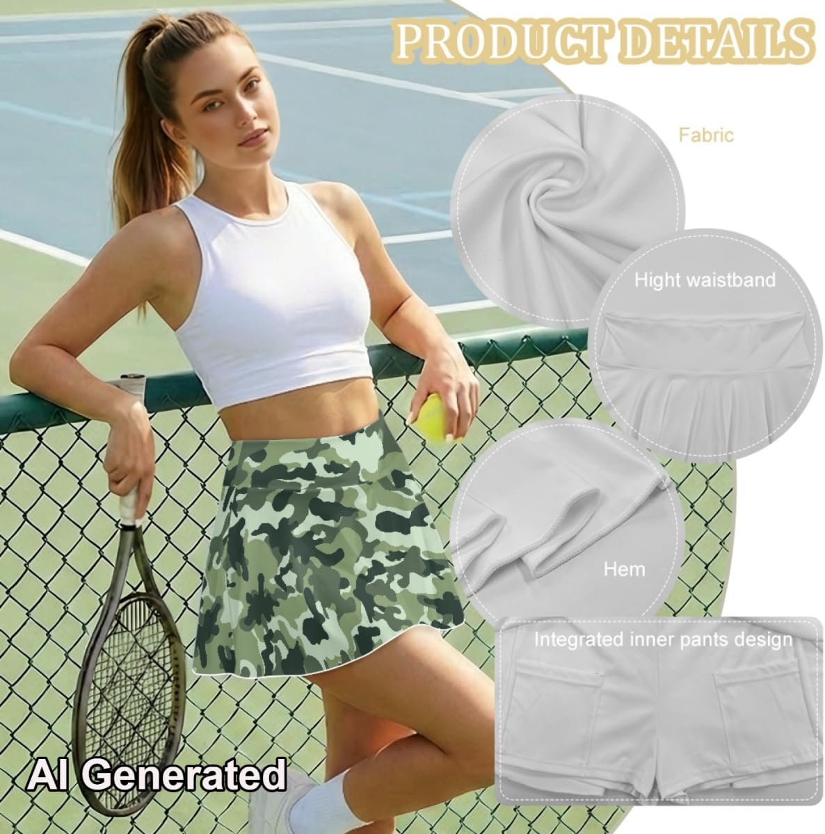 JEOCODY Womens Skirts Casual Summer Short Skirts with Pockets Cute Skorts
