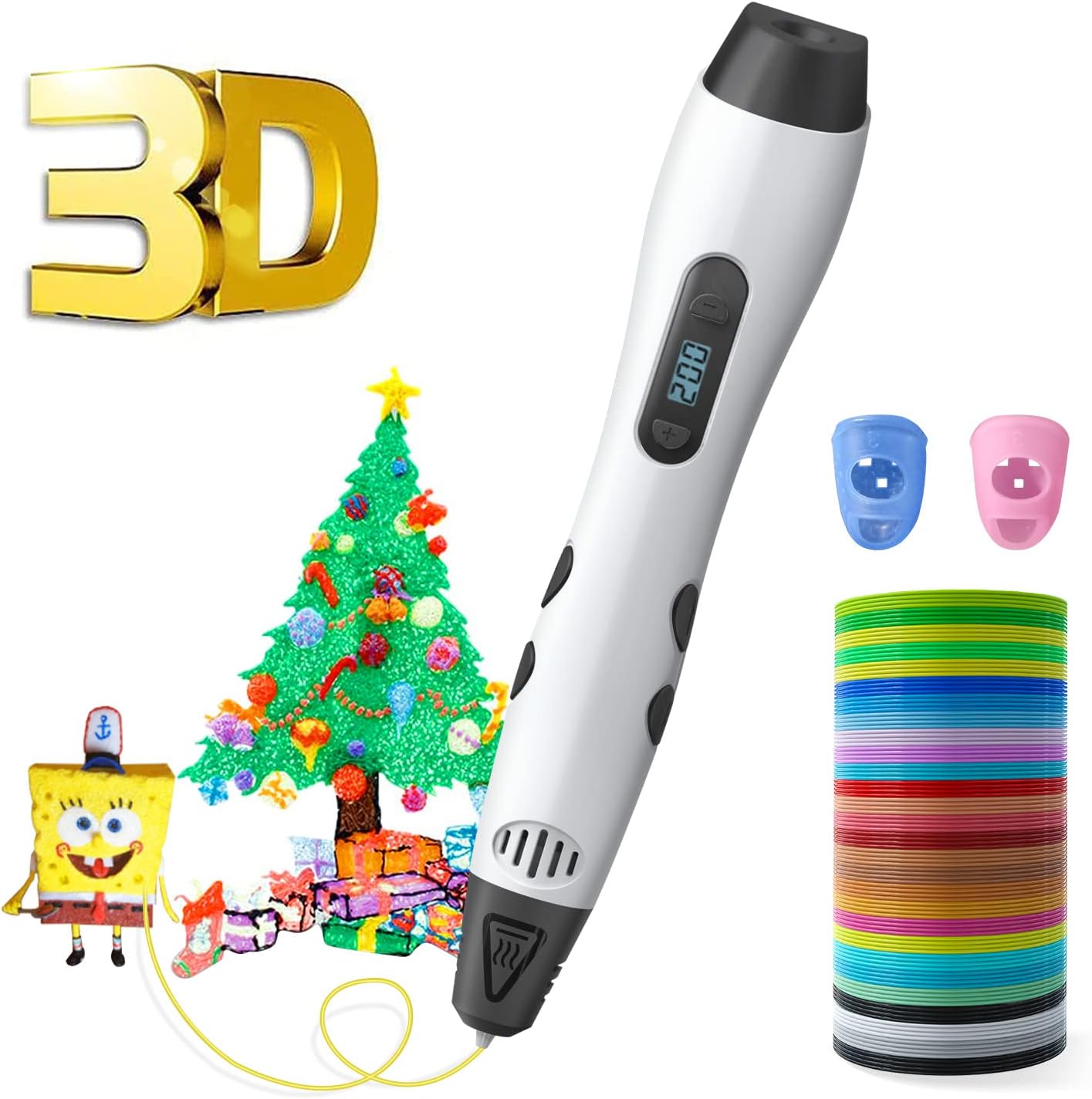 3D Printing Pen,GEEETECH 3D Pen with LCD Display,Adjustable Speed/Temperature,Compatible with 1.75mm PLA&ABS Filament,Great Arts Crafts Gift-improving Kids and Adults Creative Skills and Imagination
