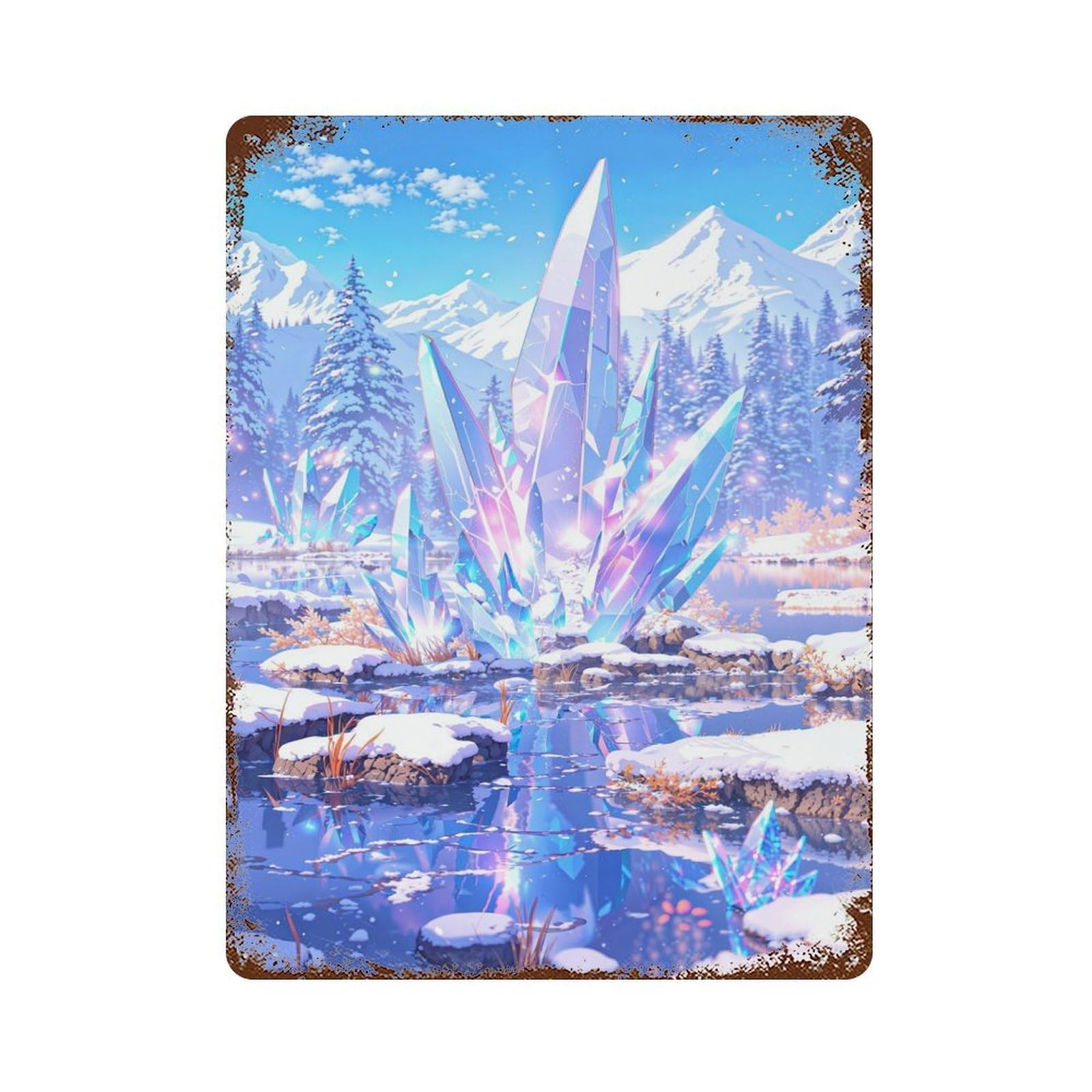 Garage Style Icy Reflections Aged Metal Wall Plaque 15.7"x11.8", Farmhouse Wall Decor for Bar And Workshop
