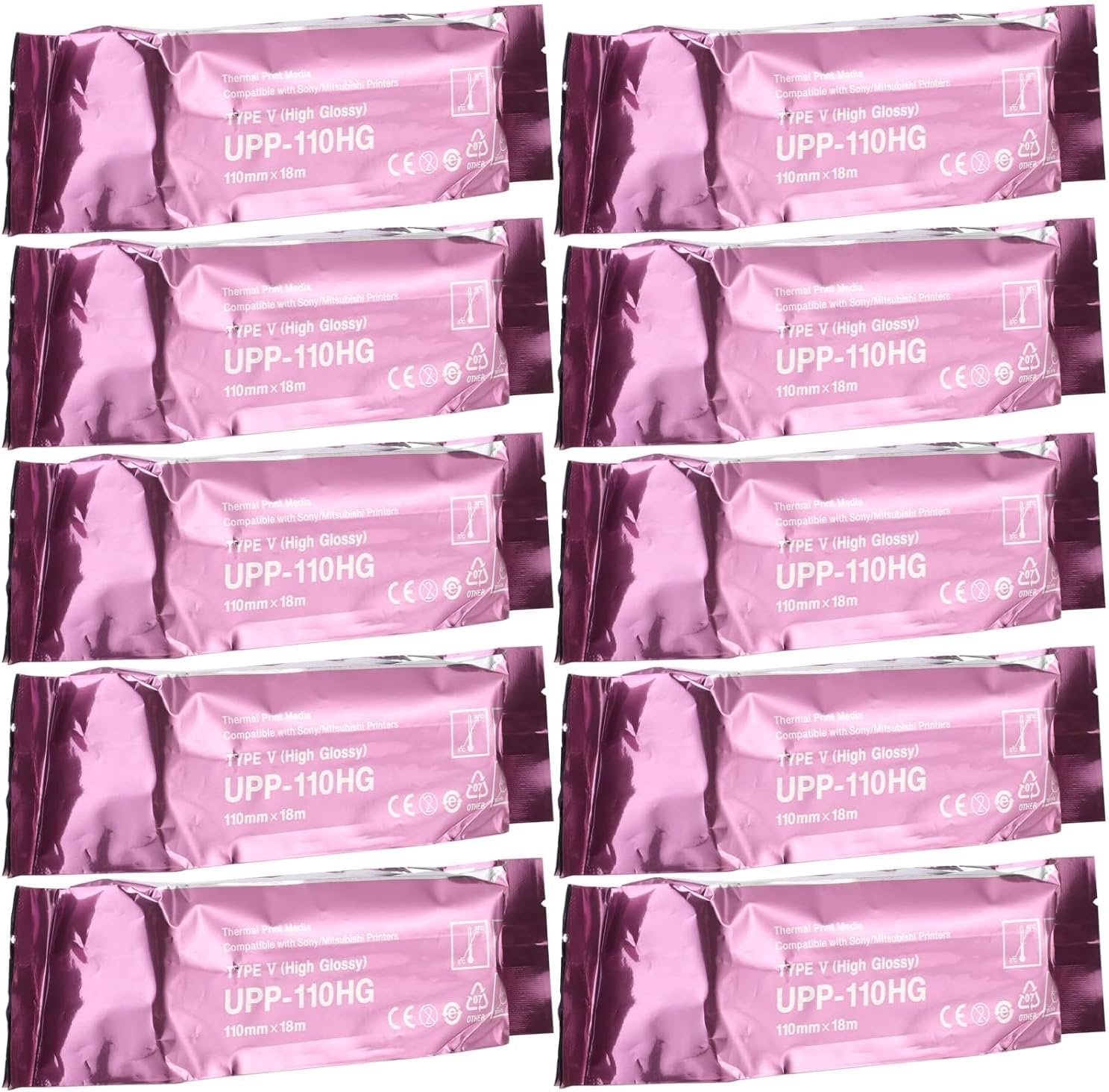Sony Compatible Ultrasound Paper UPP-110HG,High Gloss Ultrasound Film,Thermal Print Media for black & white printer 10 rolls