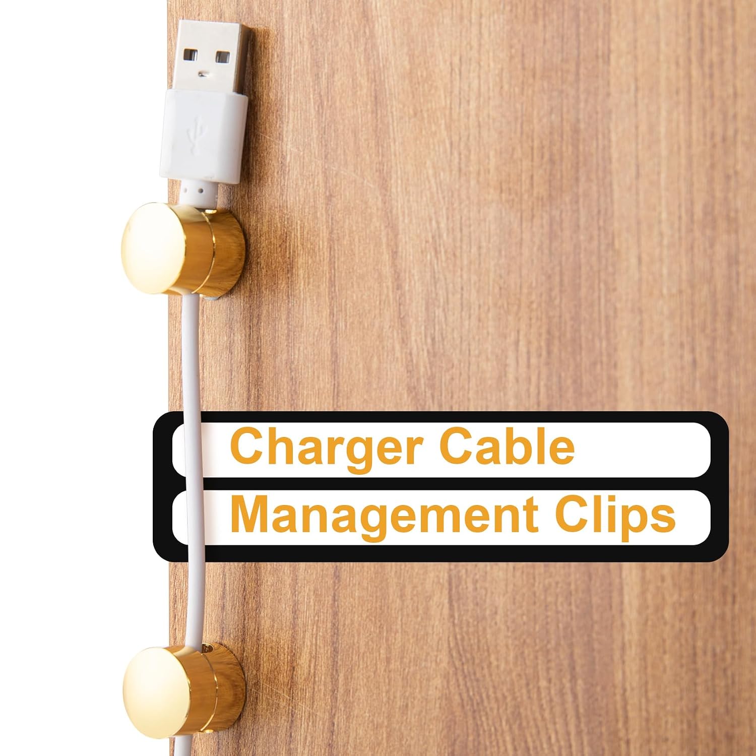 4pcs Cable Anchors for Desk, Aluminum Cord Management Clips for Desk, Adjustable Cable Organizer with Adhesive Dots for Office Home- Gold