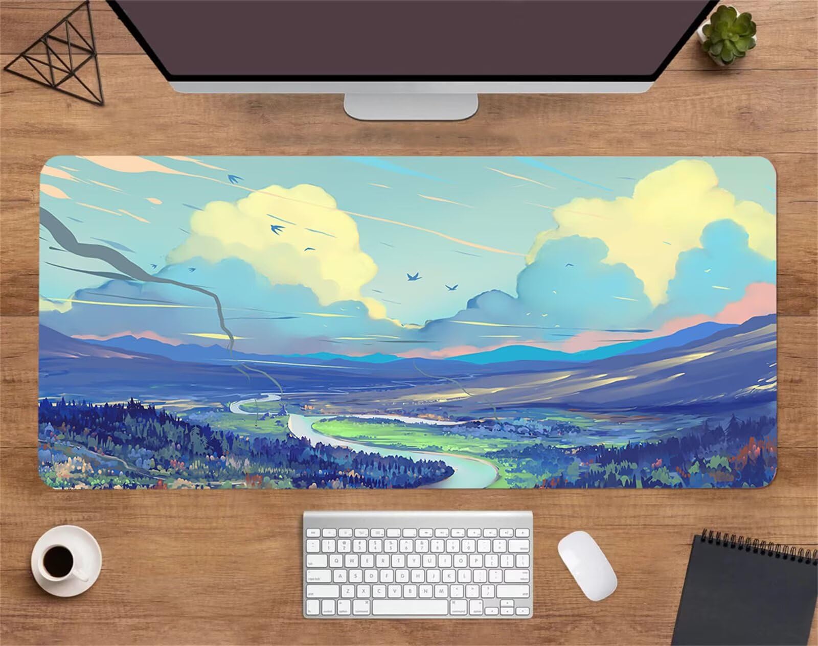 Alfombrilla Ratón XXL 1200x600x2mm Mouse Pad Grande Gaming,Alfombrilla Antideslizante,Tapete Escritorio con Bordes Cosidos,Alfombrilla Ratón para Jugadores, PC, Oficina, Anime de paisajes