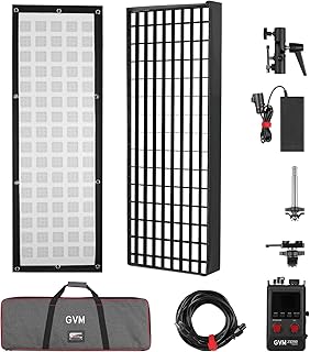 GVM Z200B Flexible LED Light Panel with Bluetooth Control, 200W Photography Light with Zipper Splicable, 2700K-6800K, Ultra-Thin 12"x36" Video Light with Softbox for Studio, Film, Vlog, Photography