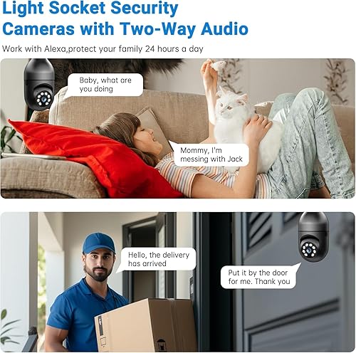 Miniatura 9 de Cámara de seguridad con bombilla de 2K, 2.45GHz, Wi-Fi 6, cámaras de seguridad inalámbricas para exteriores, cámaras PTZ de 360 para seguridad en el