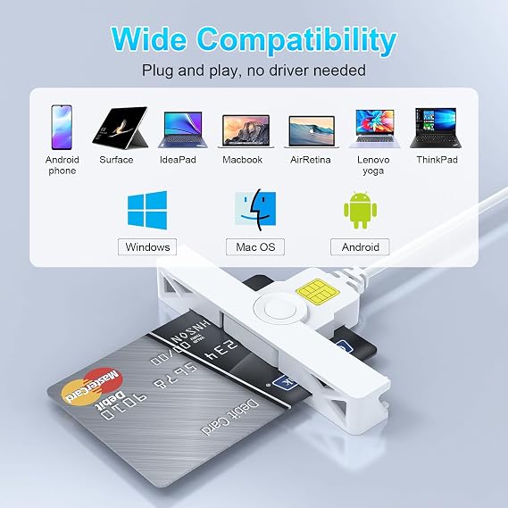 CAC Card Reader 2 in 1 USB/Type C Dual Connector, DOD Military USB Common Access CAC Reader Type C Smart Card Reader Compatible with Windows, Mac OS Mini Fold Plug and Play