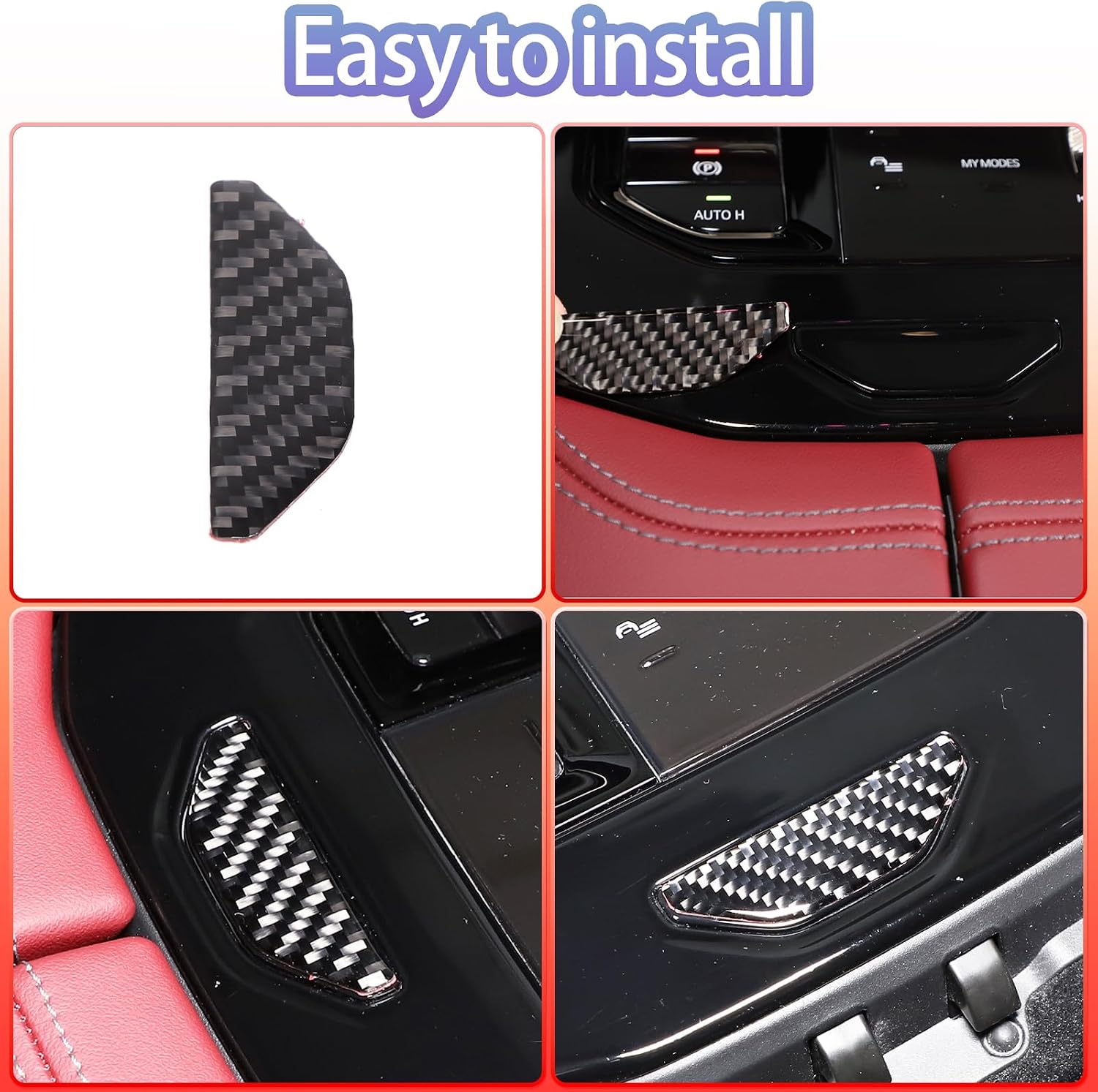 Center Armrest Storage Box Button Cover Trim Compatible with BMW 5 Series G60 2024,Carbon Fiber Center Console Seat Armrest Box Switch Protective Sticker Trim Accessories 1PCS (Black Carbon)