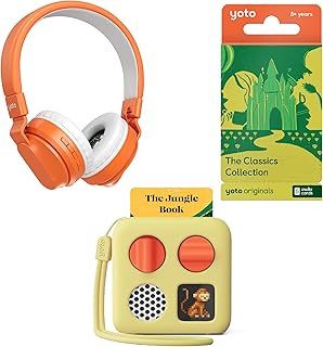 YOTO Mini Bundle + The Classics Collection + Wireless Headphones + Sweetcorn Jacket - Kids Screen-Free Bluetooth Audio Player, All-in-1 Travel Device for Stories Music Podcasts Radio White Noise